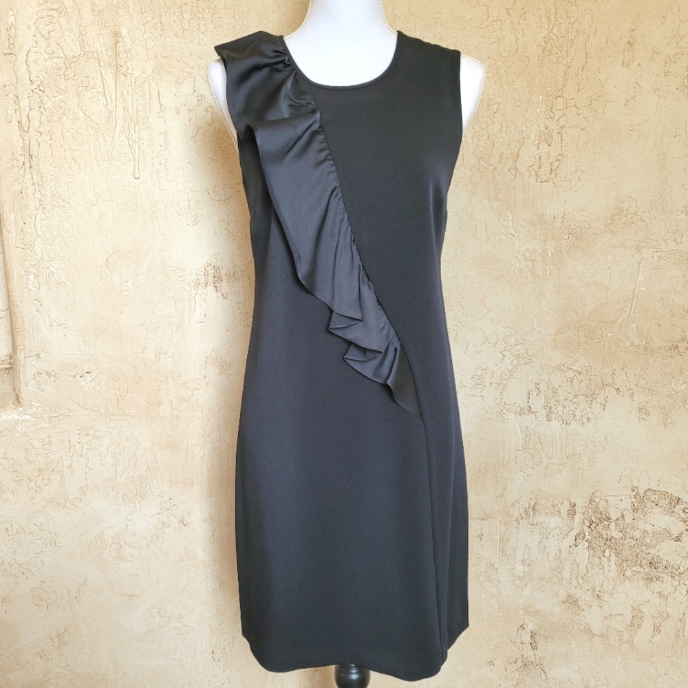 Chic Asymmetrical Ruffle Front LBD - Picture 2 of 7